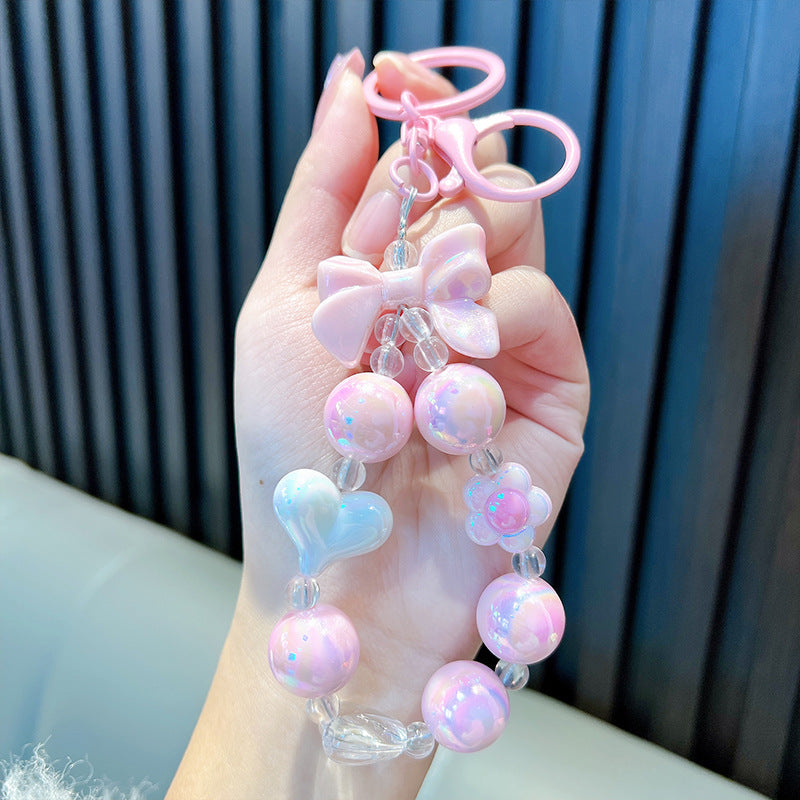 Wholesale Creative Acrylic Delicate and Cute Colorful Beaded Keychain